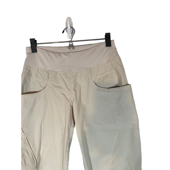 Prana Cream Maternity Cotton Blend Cropped Capri Pants Women Sz S - Picture 4 of 11